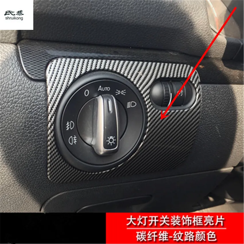 

1PC Car Stickers Carbon Fiber ABS Material Headlight Switch Decoration Cover for 2009-2016 Volkswagen VW Scirocco 137 138