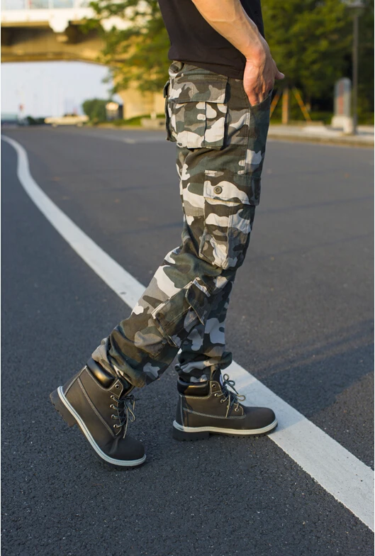 

Military Men Pants Nice Tideway Autumn Camouflage Cargo Pants Fashion Loose Plus Size Multi Pockets Casual Mens Trousers Pop