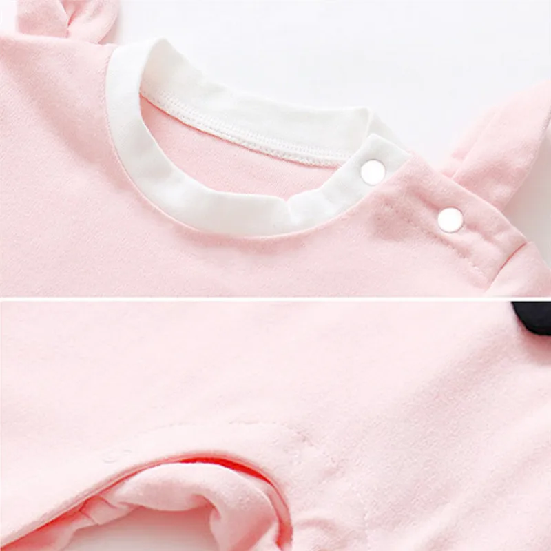 Одежда с героями мультфильмов для новорожденных хлопковый розовый комбинезон со