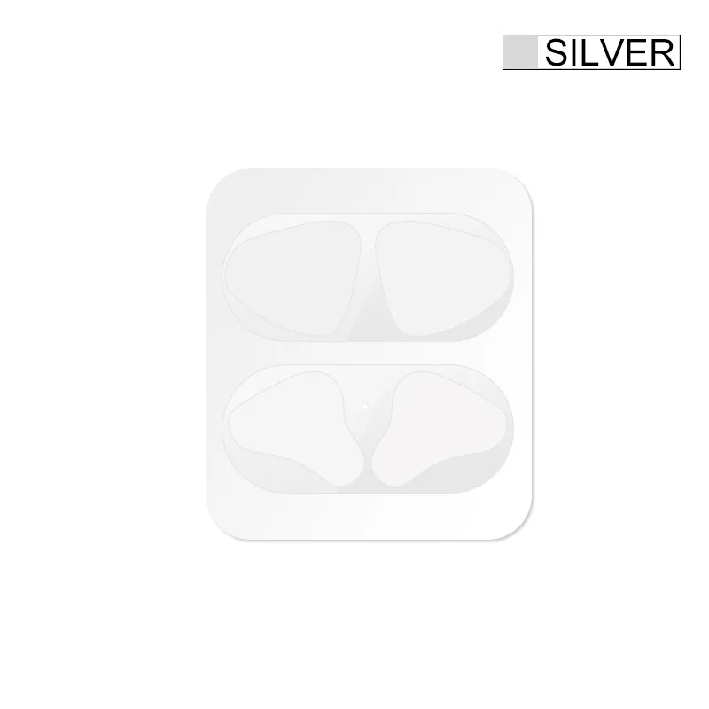 Серебристый Для Apple Airpods коробка фольга защита от пыли наклейка смешанный металл материал для Airpods пылезащитный Внутренний чехол патч аксессуары - Цвет: Серебристый