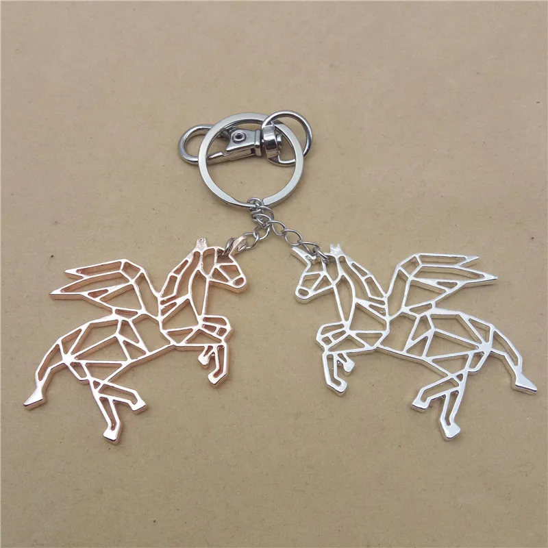 Elfin Trendy Flying origami Unicorn Key Chains Graduation Gift Geometric Accessories Jewelry Rings For Women Men | Украшения и