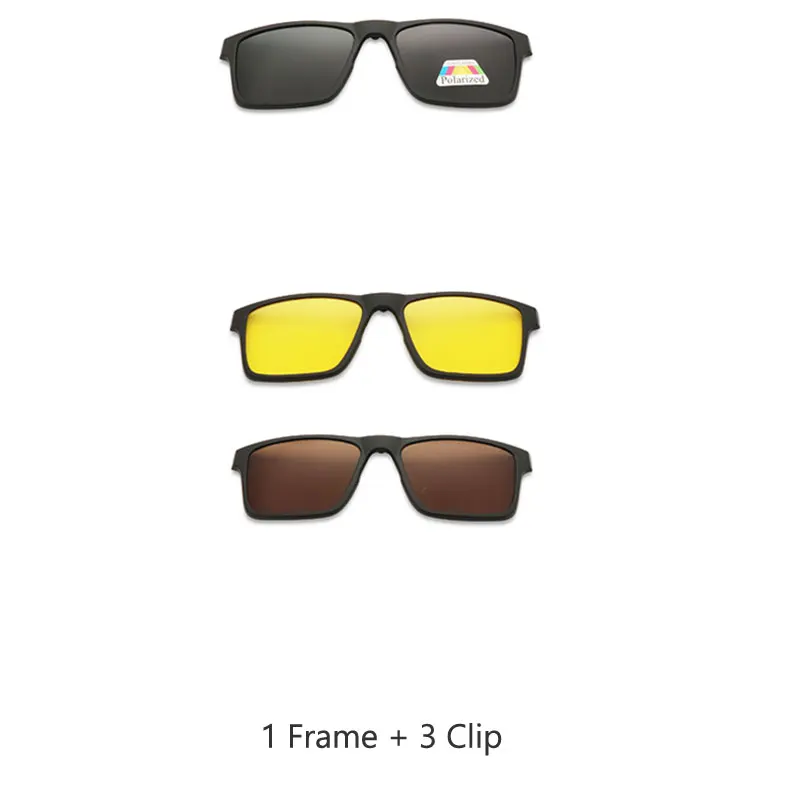 1 Frame 3 sun cover Винтажные поляризационные мужские Солнцезащитные очки женские 5 в 1 Набор очков TR90 оптические оправы по рецепту очки Корректирующие UV40 - Цвет линз: 1 Frame 3 sun cover