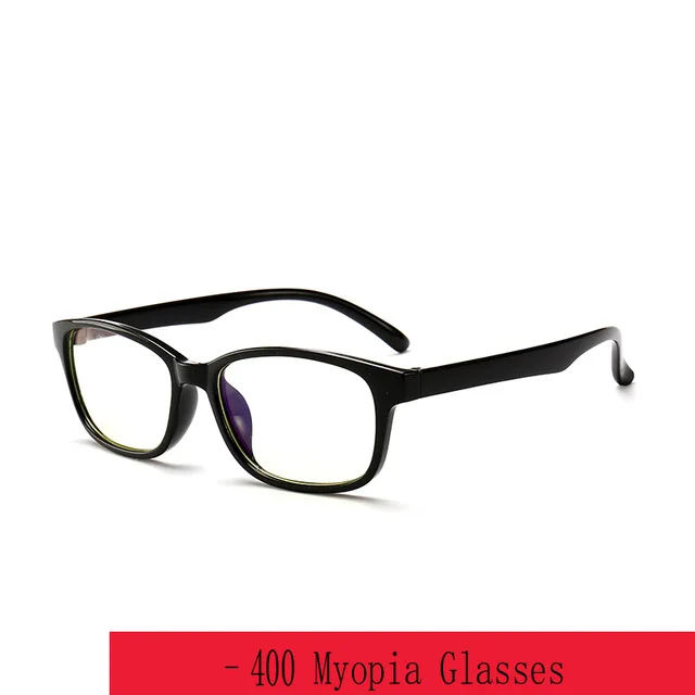 Black -400 1-1,5-2-2,5-3-3,5-4 очки для близорукости, мужские короткие очки для коррекции зрения, синий светильник, очки, оправа для мужчин и женщин, очки для близорукости - Цвет оправы: Black -400