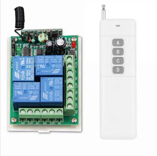 Дальнее расстояние 3000M AC/DC 12V 24V 4 CH 4CH RF Беспроводной переключатель системы