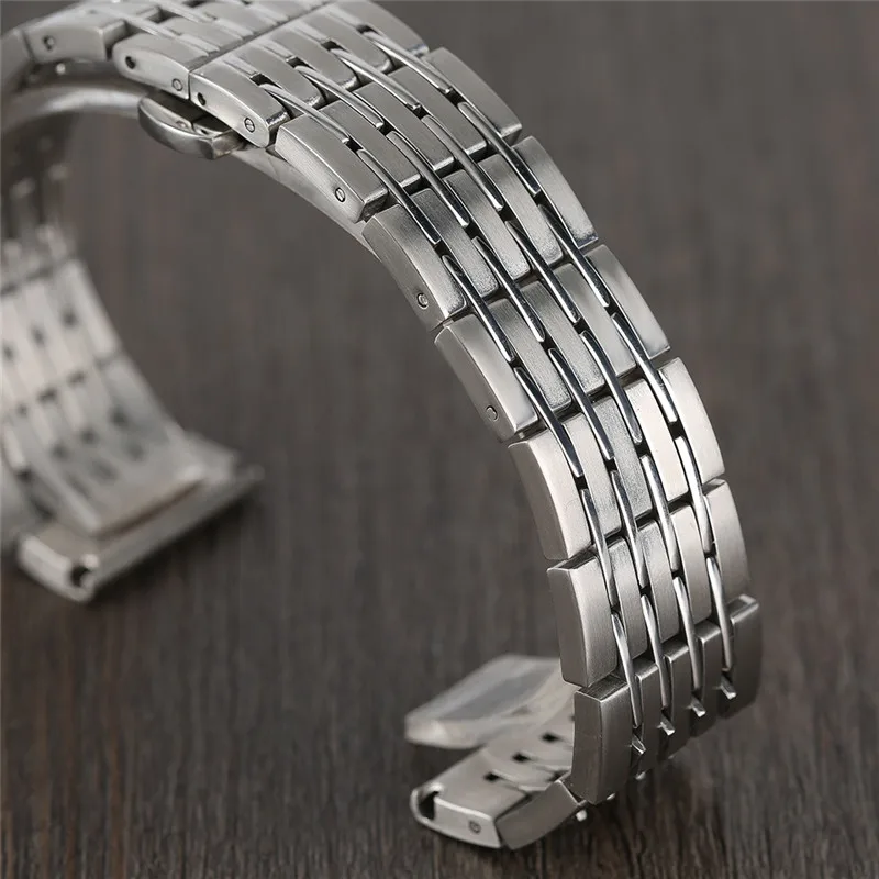 

20mm/22mm/24mm Silver Watchband Replacement Solid Stainless Steel Watch Bracelet Band Strap Push Button Hidden Clasp Men Women