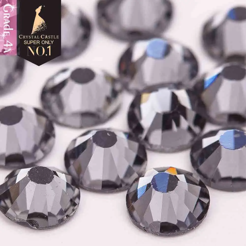 Кристальный замок 4A разы с плоской задней стороной черные алмазы без горячей