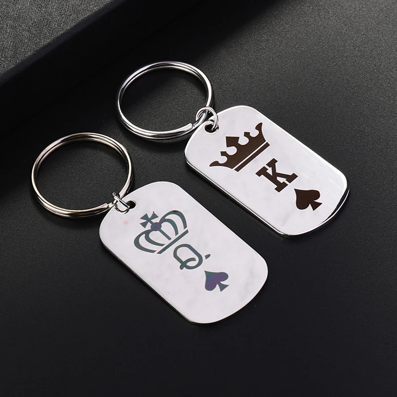 Модные брелки с гравировкой и биркой короной или пары для женщин мужчин