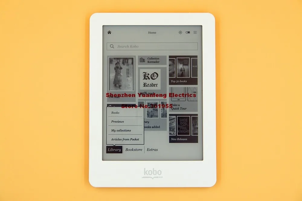Электронная книга, электронная книга Kobo Glo N613, сенсорный экран, e-ink, 6 дюймов, 1024x768, 2 Гб, Wi-Fi, для чтения книг, фронтальная подсветка