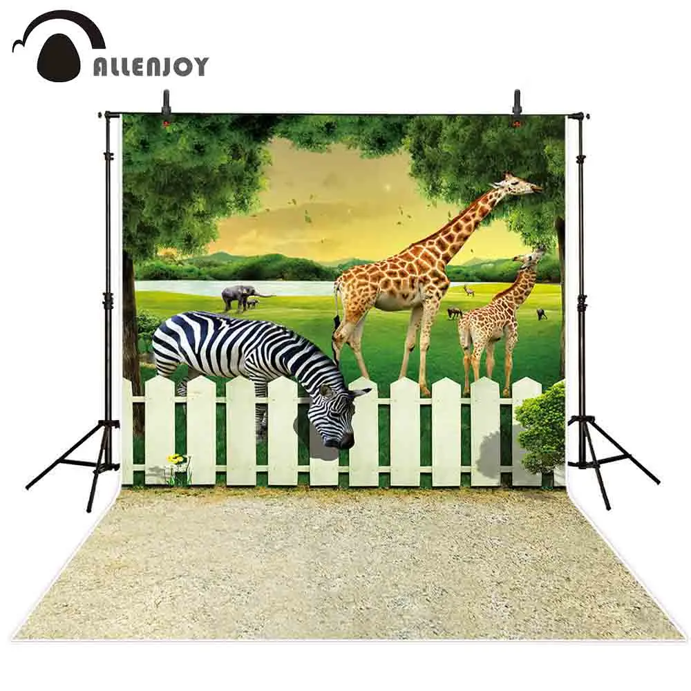 

Allenjoy фоны для фотосъемки 3D Животные зоопарк белый деревянный забор зебра жираф ребенок новорожденный фотостудия фон для фотосъемки