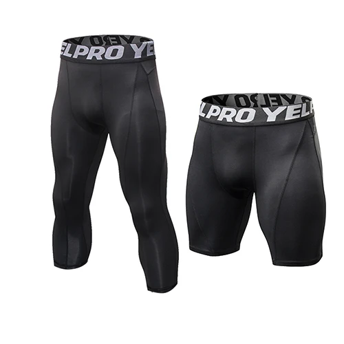 black black line Новинка, 2 шт., компрессионные колготки, для бега, 3/4, леггинсы, Homme, мужские шорты, для фитнеса, быстросохнущие, для спорта, Tourser, спортивная одежда, мужские колготки - Цвет: black black line