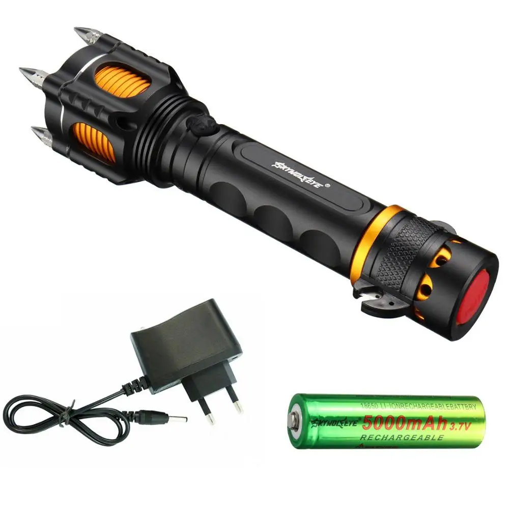 Flashlight battery Многофункциональный XML T6 светодиодный полицейский тактический фонарь звуковая сигнализация колпачок фонарь для самозащиты ремень резак безопасности Resc - Испускаемый цвет: Flashlight battery