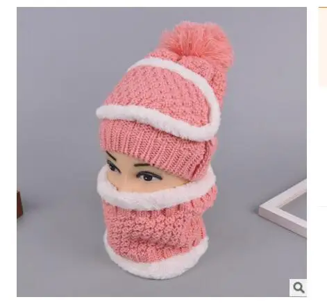 1 pink Ymsaid,, Лыжная зимняя шапка s, женская, модная, теплая, вязаная, шарф и шапки, набор, вязаная крючком шапка, бини, женская, кашемировая, съемная, шерстяная шапка - Цвет: 1 pink