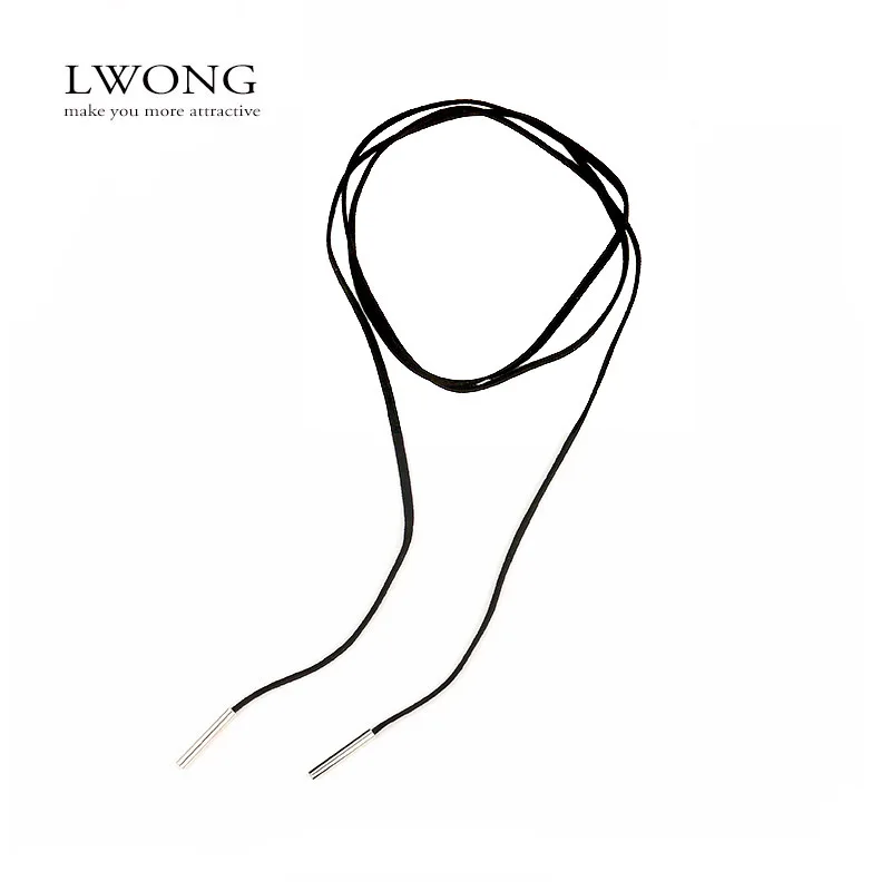 2016 Новая Мода черная замша кожа Обёрточная бумага колье Готический Boho галстук