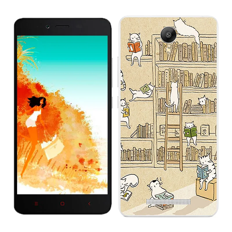 Чехлы для Xiaomi Redmi Note 2, Мягкая силиконовая задняя крышка для телефона Redmi Note2, черный чехол с рисунком Пейзажа для Hongmi Note2