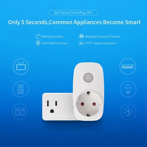 Broadlink SP3 ЕС/США мини ночник Wifi розетка смарт пульт дистанционного управления для