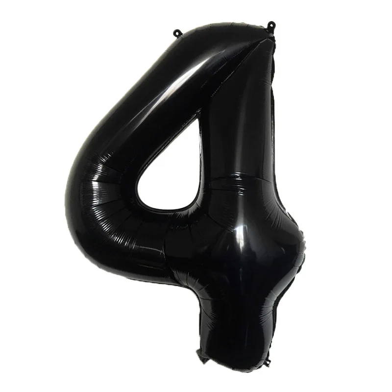 black 4 40 32 16 дюймов черные цифры фольгированные шары украшения на день рождения цифра Гелиевый шар юбилей фигурные шары детский душ воздушный шар - Цвет: black 4