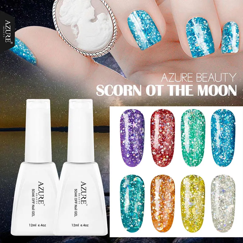 УФ-гель для ногтей Azure Beauty 12 мл долговечный Блестящий лак УФ-геля основа и верхнее