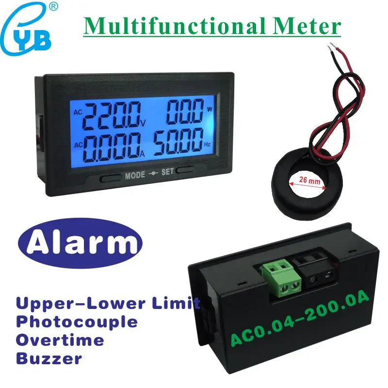 AC 200A LCD цифровой многофункциональный измеритель переменного тока 60 300 в 130 500 В