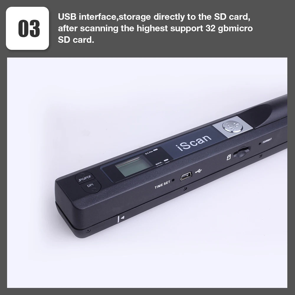 IScan Портативный креативный портативный сканер документов 900 dpi USB2.0 ЖК-дисплей Поддержка выбора формата JPG/PDF