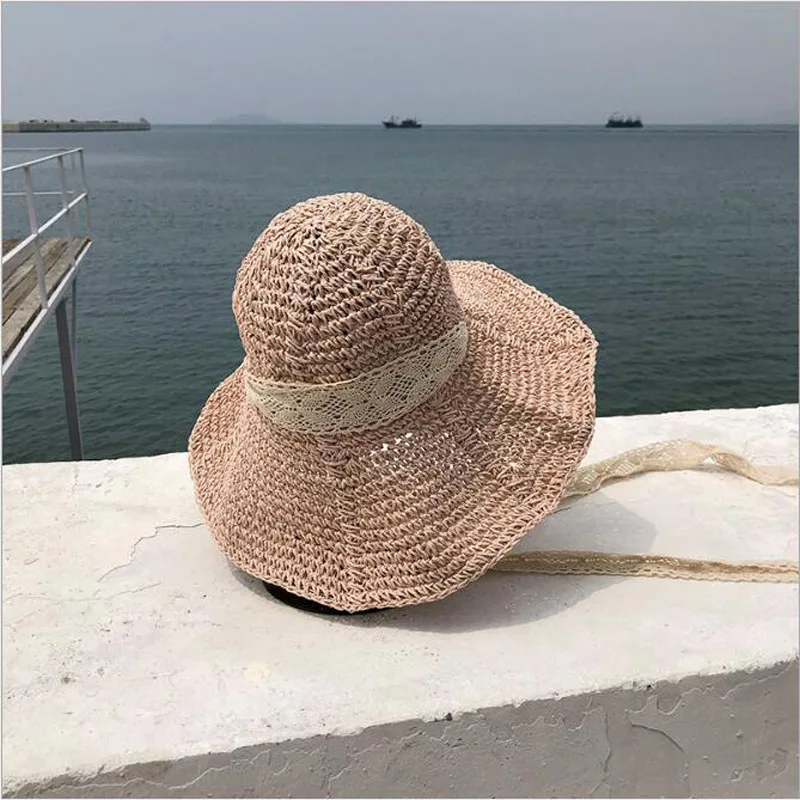 Ymsaid Новая мода ручной работы соломенная шляпа для женщин Летняя солнцезащитная