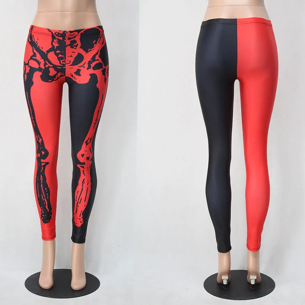 Halloween Elastic Slim Yoga Pants Skeleton Printed Fitness and Body-building Sport Leggings Women Skinny Harley Quinn |