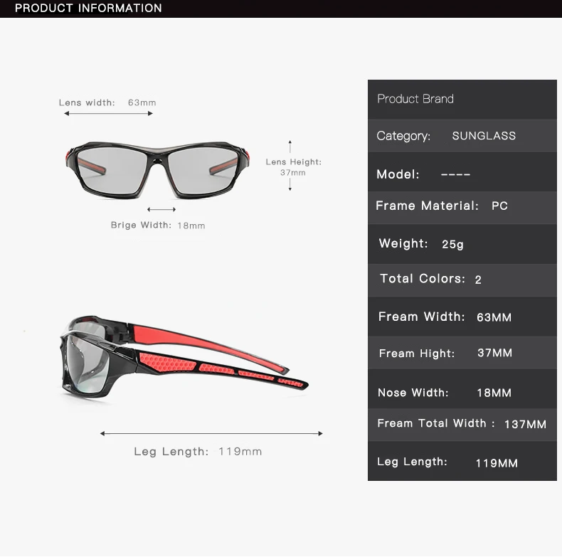 

WarBLade Brand Photochromic Sunglasses HD Polarized Sun Glasses Men Day Night Driving Fishing Goggles Change Colour Sunglasses