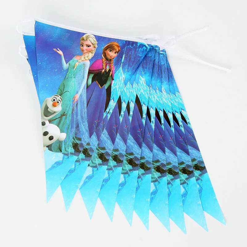 flags 1Set Frozen Party Anna Snow Baby Birthday Party Decorations Kids Girl Party Supplies Party Decoration Set baby shower - Цвет: flags 1Set