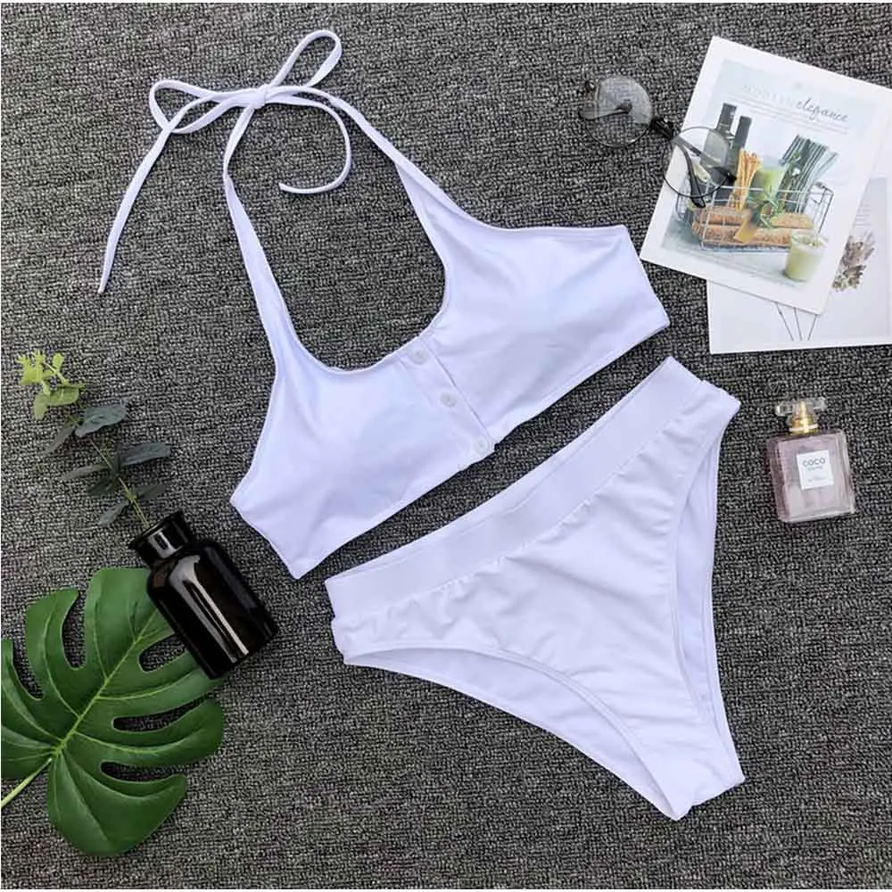 FS желтый черный белый красный купальник женский на завязках бикини с высокой