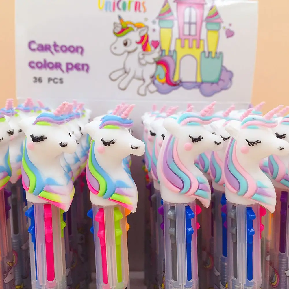 

1PC Cartoon Unicorn 6 Colors Chunky Ballpoint Pen School Office Supply Gift Stationery Papelaria Escolar Exam Spare Pens