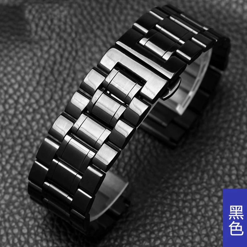 

Large size Stainless steel watch band Stainless Steel Watch band Strap Bracelet Watchband Wristband Butterfly 24 26 28 30mmblack