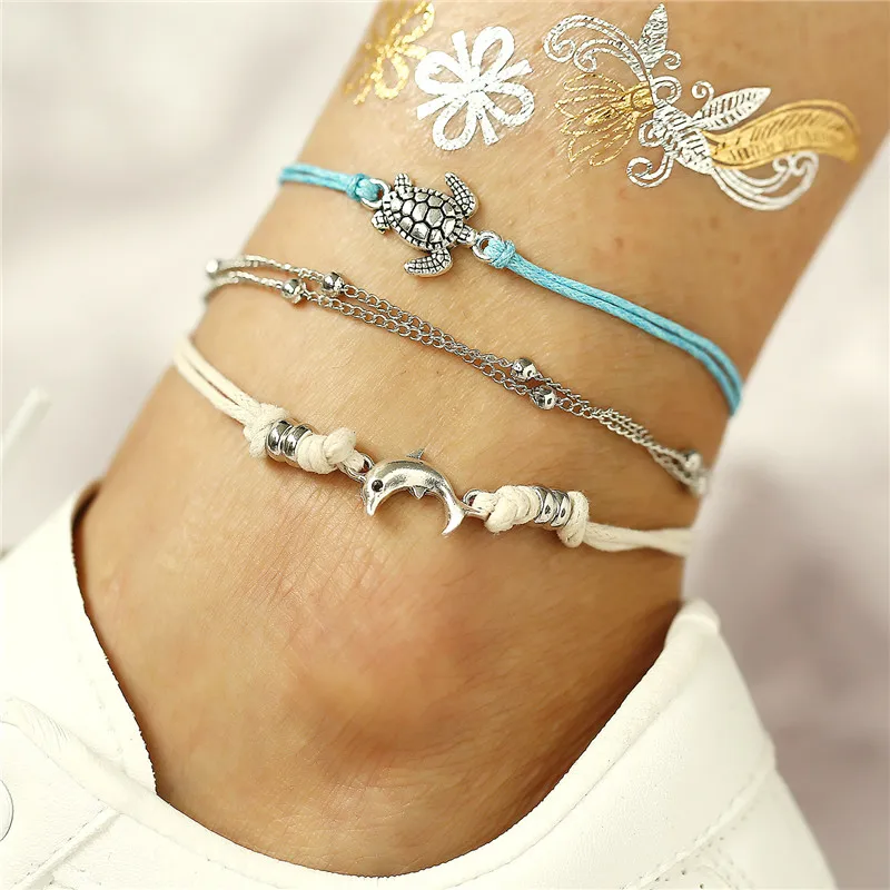 F1437 Boho Sea Shell пляжные браслеты на ногу для женщин Морская звезда Бесконечность серебряный браслет на лодыжку ноги цепь простой ножной браслет Tobilleras Conchas - Окраска металла: F1437