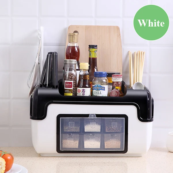 Cordial Shining Kitchen Storage Rack Multi-function Rack Household Combination Seasoning Rack Chopsticks Spoon Storage Rack - Цвет: white 1