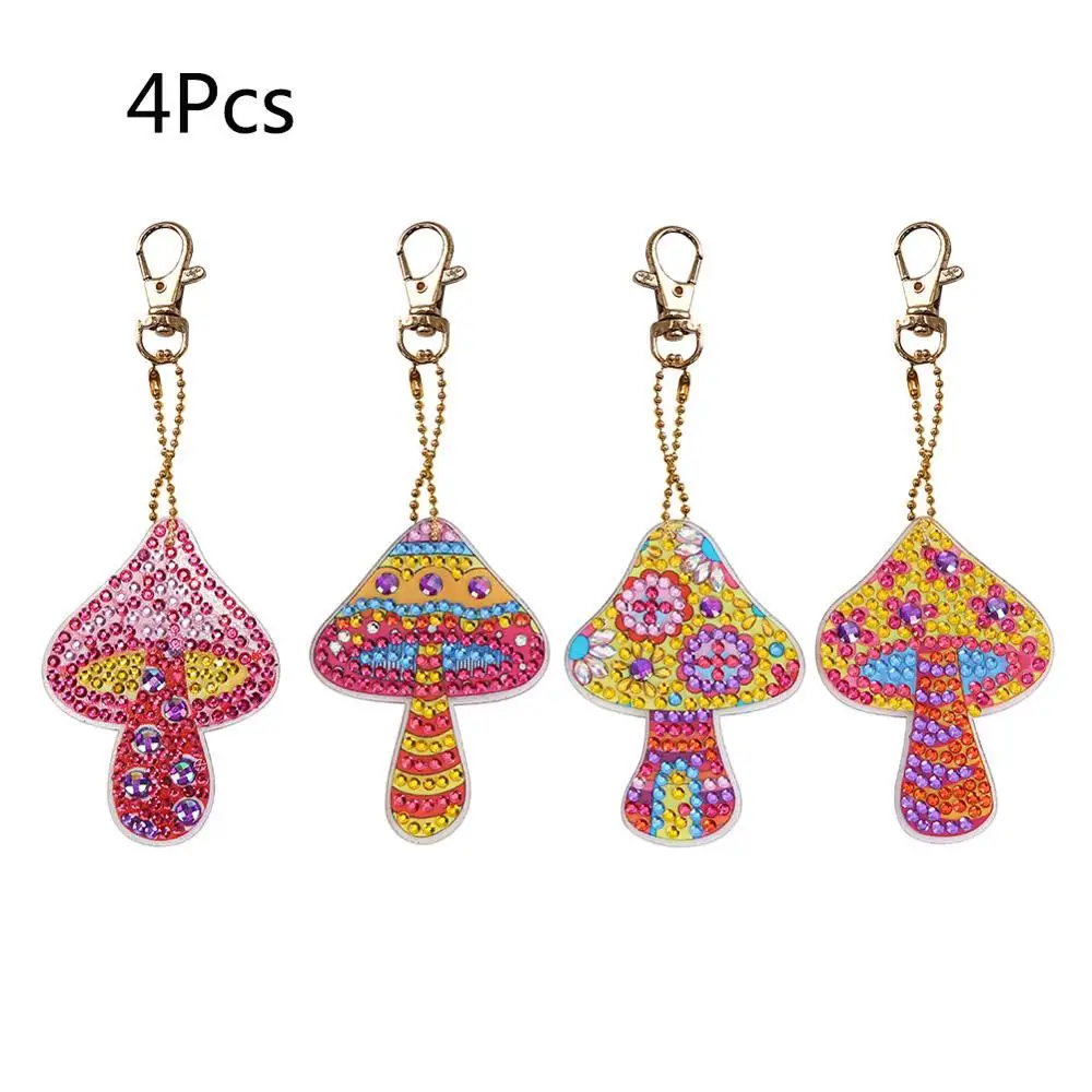 4Pcs DIY Специальная форма полная дрель алмазная живопись брелок для ключей вышивка живопись подарки вышивка крестом кулон - Цвет: 4Pcs