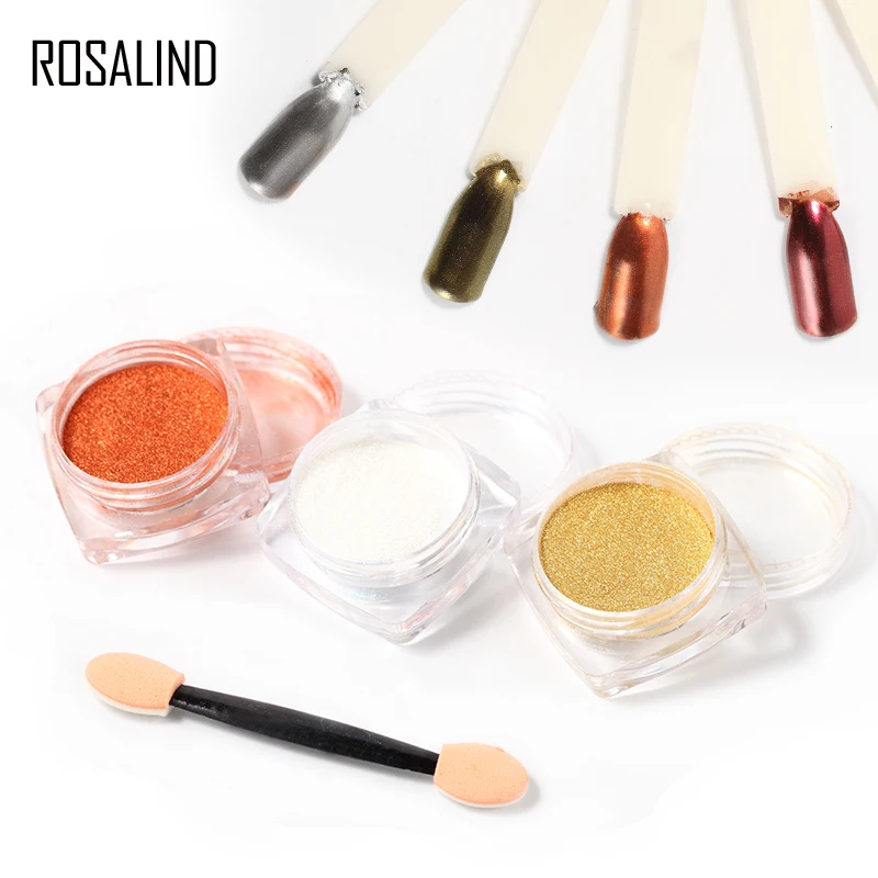 Золотистый/серебристый Блестящий зеркальный порошок ROSALIND 9 цветов ракушка для