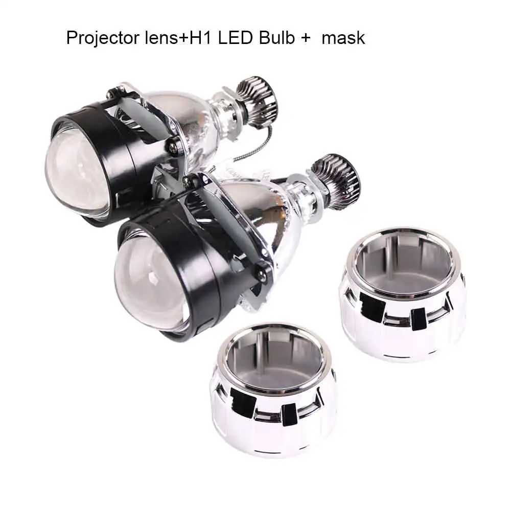 led bulb lens mask Sanvi 2,5 дюймов Bi светодиодный проектор линзы фары с H1 Графен авто светодиодный фонарь для DIY H1 H4 H7 Фары автомобиля Стайлинг - Испускаемый цвет: led bulb lens mask
