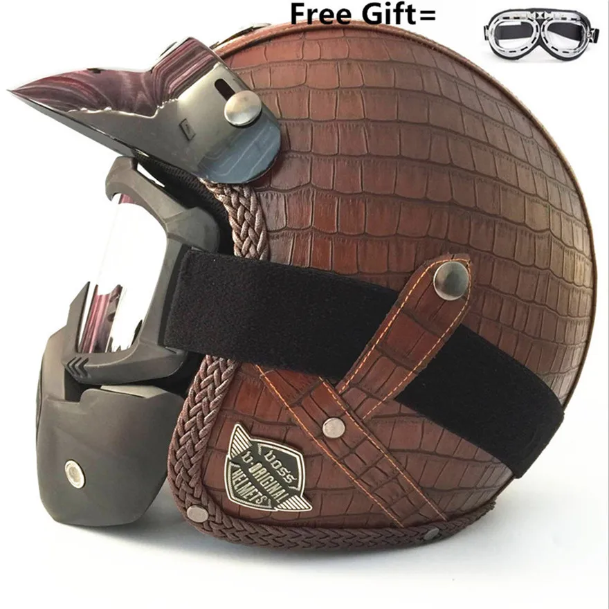 Мотоциклетный шлем в стиле ретро винтажный из синтетической кожи Casco Moto Cruiser