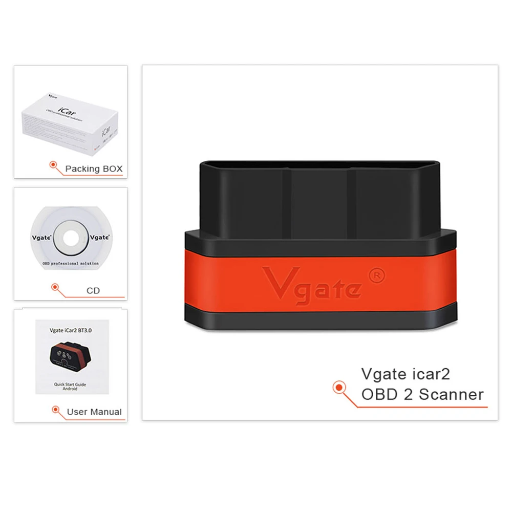 Диагностический сканер OBD2 ELM327 Vgate iCar2 Bluetooth obd obd2 elm 327 V2.1 автомобильный