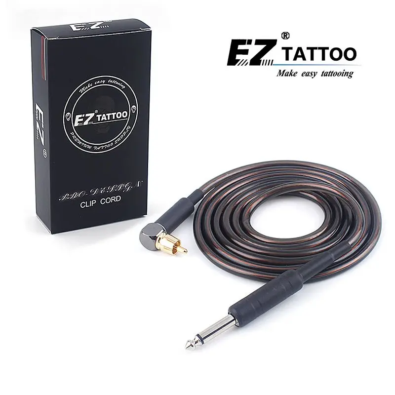 

6FT Pro Design EZ Tattoo Clip Cord RCA connection Coffee Black for Cartridge Tattoo Machine Power Supply 1 pcs