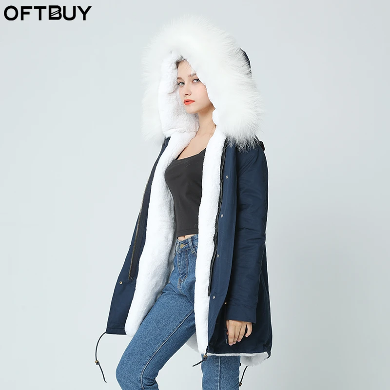 OFTBUY длинная парка цвета морской волны зимняя куртка пальто женское пальто из натурального меха парки натуральный мех енота воротник теплый мягкий искусственный мех лайнер