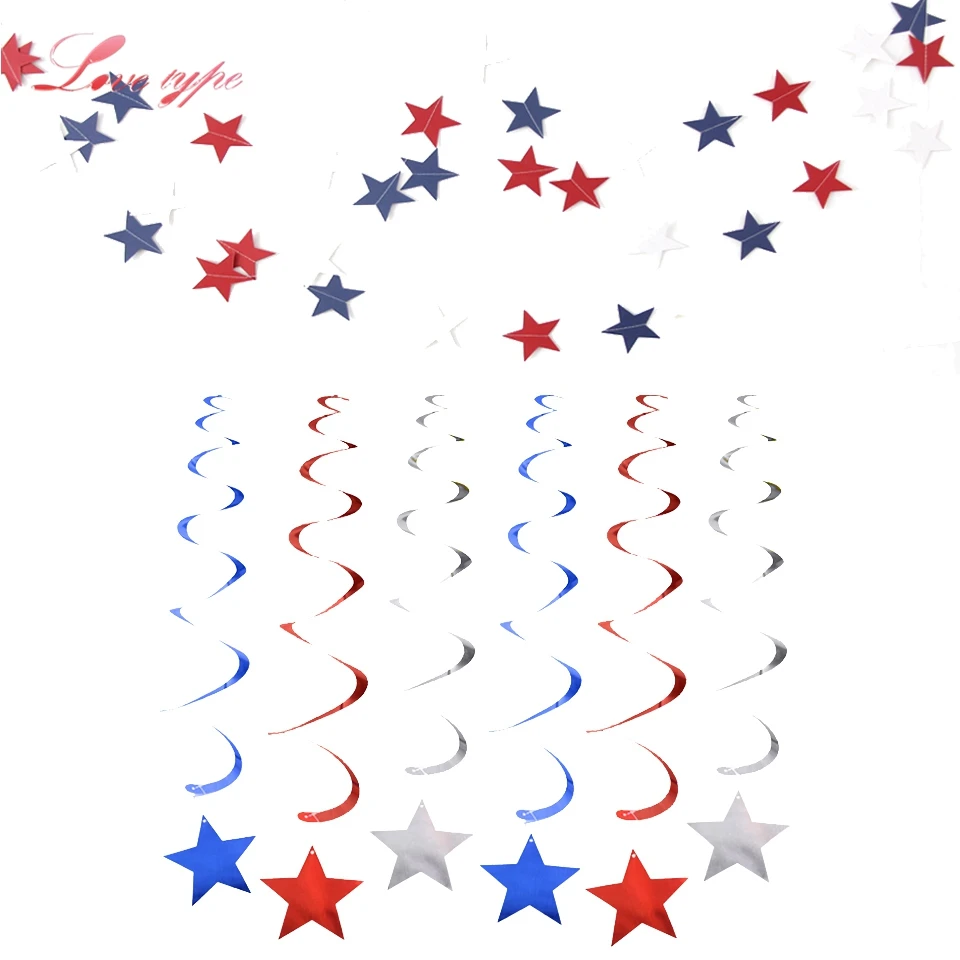 6 шт./лот потолочные Висячие вихревые украшения для Дня независимости детей на