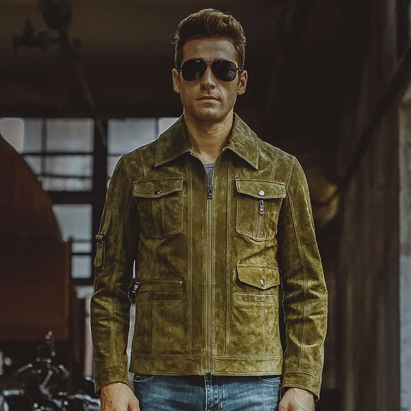 Kожаная куртка мужская джинсовое пальто из свиной шкуры натуральной кожи кожаный