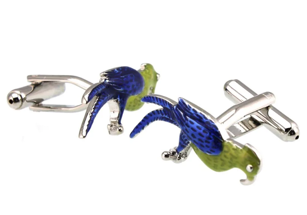 Мужские запонки Sunnylink с птицами желтые синие для рубашки M3431 26 мм | Украшения и