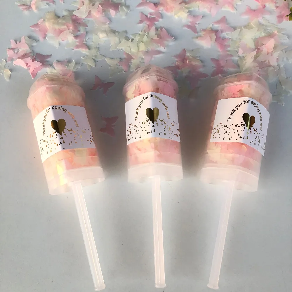 10 цвета слоновой кости розовый биоразлагаемые бабочки свадьбы конфетти Push Pop