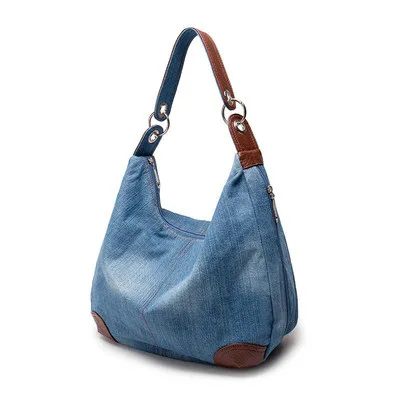 Light Blue Rdywbu, женская джинсовая сумка-тоут, дизайн, винтажные джинсы, большая Вместительная дорожная сумка, сумка через плечо, Mochila Bolsa B736 - Цвет: Light Blue