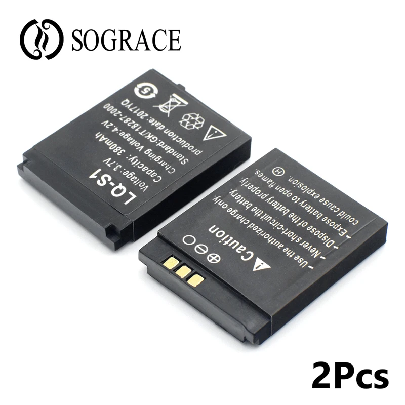 2 шт. Smart батарейки для часов 3 7 V 380 мА/ч Перезаряжаемые Замена литий ионный Батарея