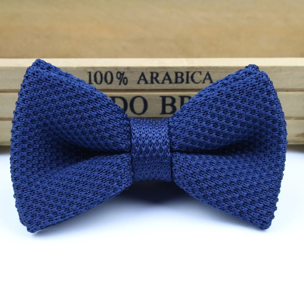 Однотонная вязаная бабочка для мужчин и женщин регулируемая двухслойная