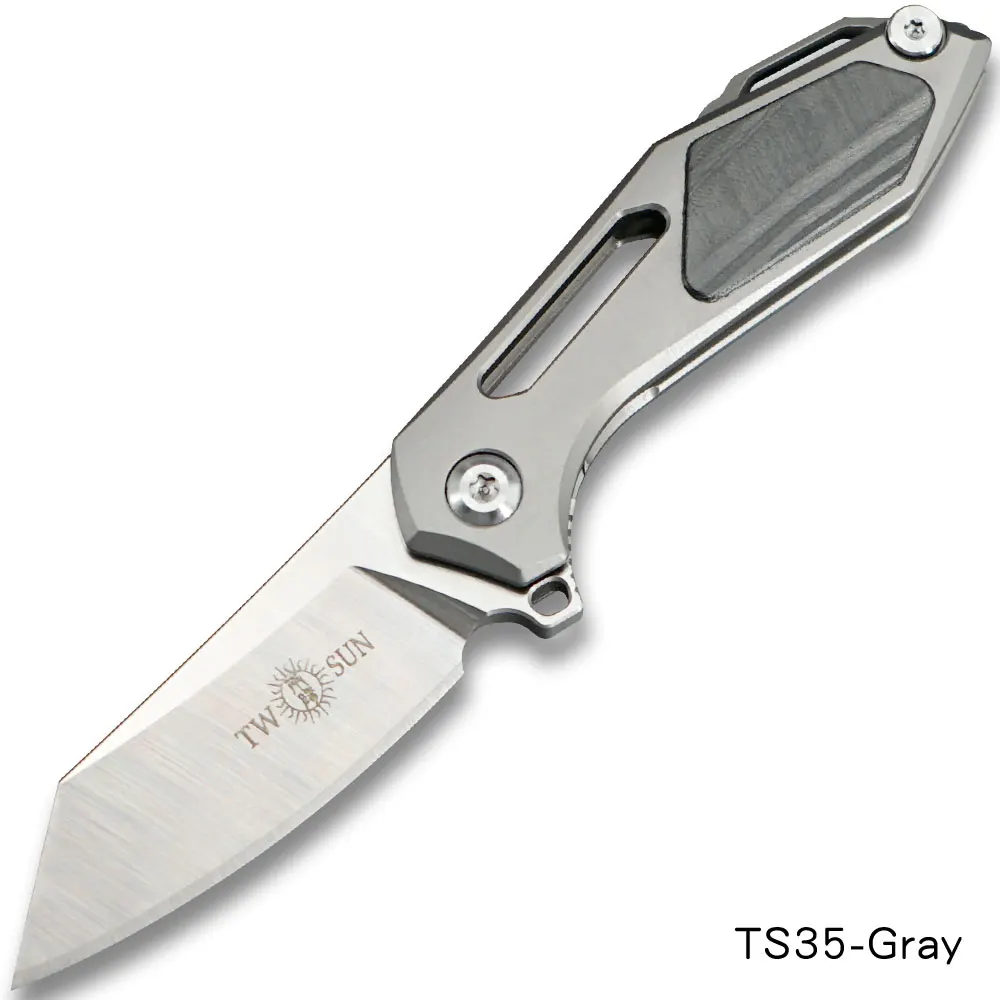 TS35-Gray TwoSun мини M390 складной нож карманный нож Походный нож открытый инструмент для выживания EDC быстрооткрывающиеся подшипники титановый пожарный TS35 - Цвет: TS35-Gray