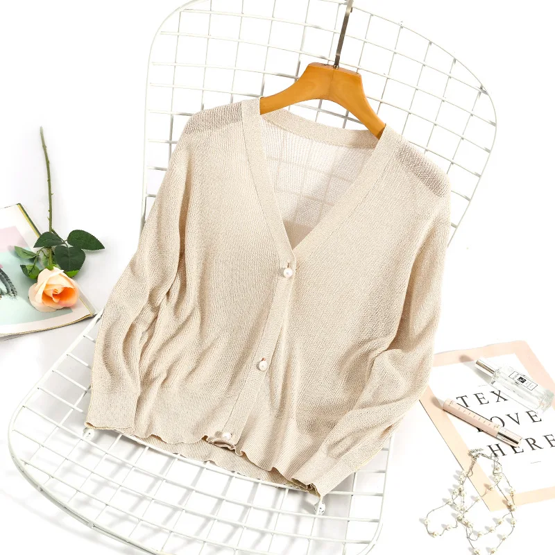 2019 Spring summer casual Women flare sleeve Knitted Cardigan Long Sleeve V-Neck Solid Loose Basic Jacket coat |