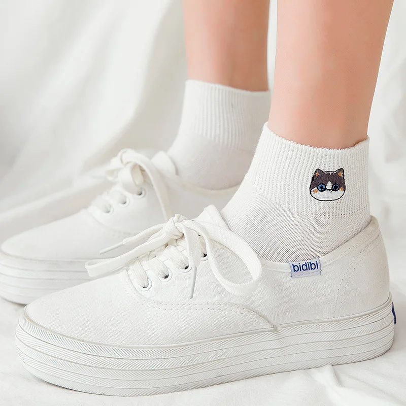 Милые короткие носки в стиле Харадзюку для женщин хлопковые теплые цветные