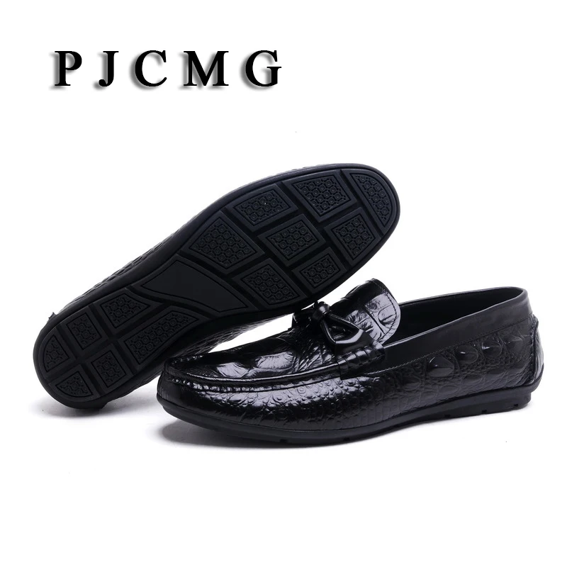 Туфли PJCMG мужские из натуральной кожи крокодиловые пятна повседневная обувь
